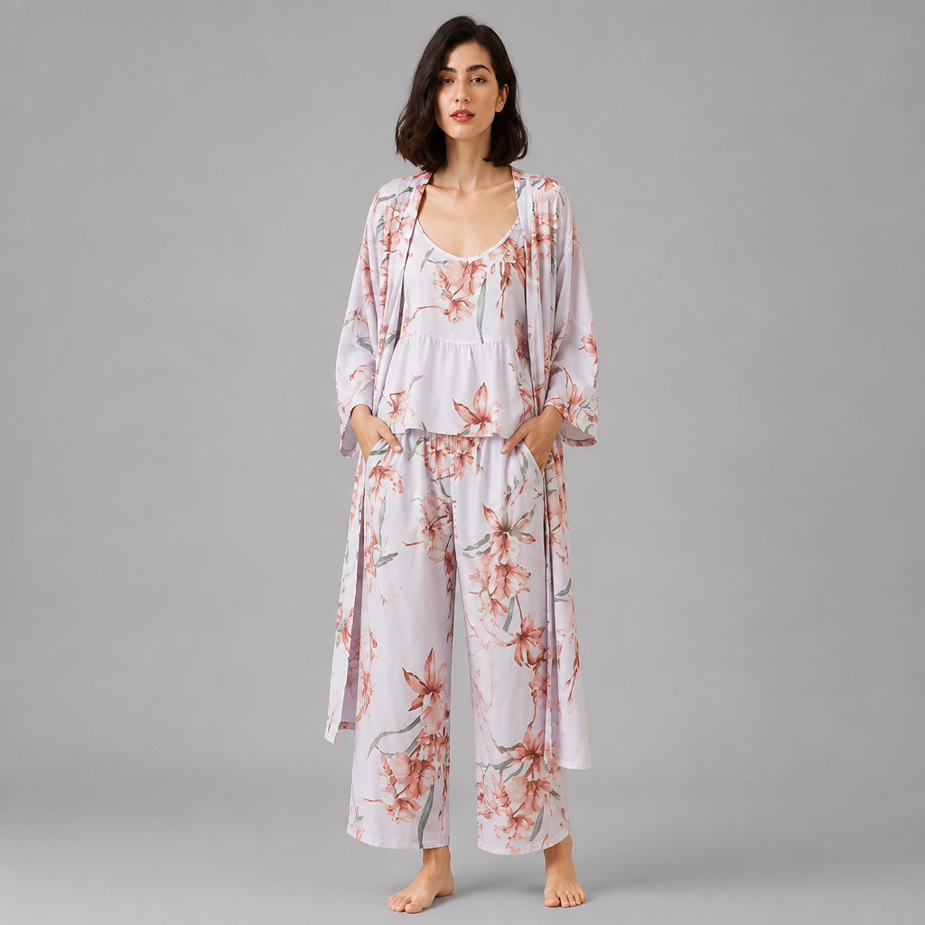 Women's Rayon 3-Piece Sleepwear Set